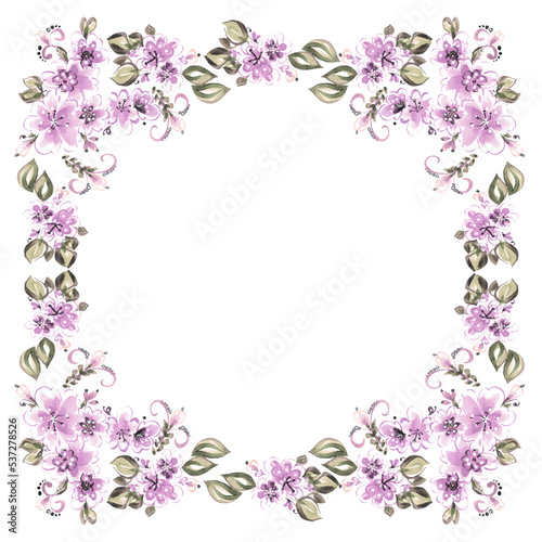 Wallpaper Mural Frame from watercolor flowers isolated on white background. Handmade illustration. Torontodigital.ca