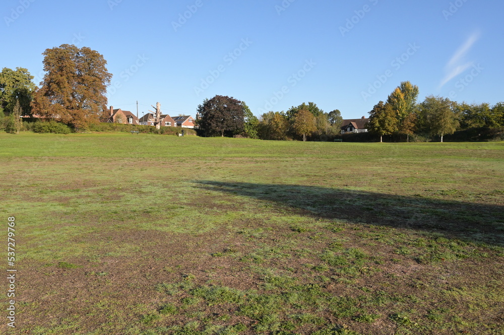 An English park in Surrey on a cold fall morning in October 2022. 