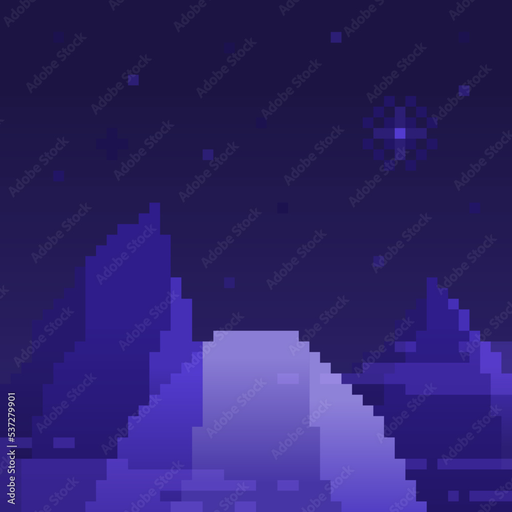 Crystal Canyon at Night Background, Pixelated Artwork