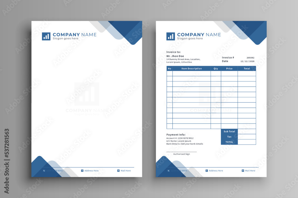 Obraz premium Modern Business Letterhead & Invoice Design Template