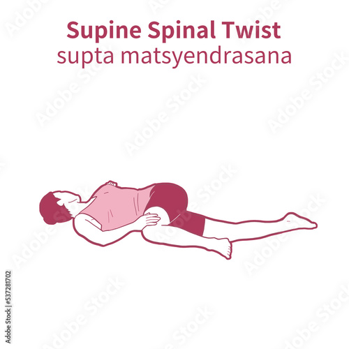 фотографія supine spinal twist 요가 동작 일러스트