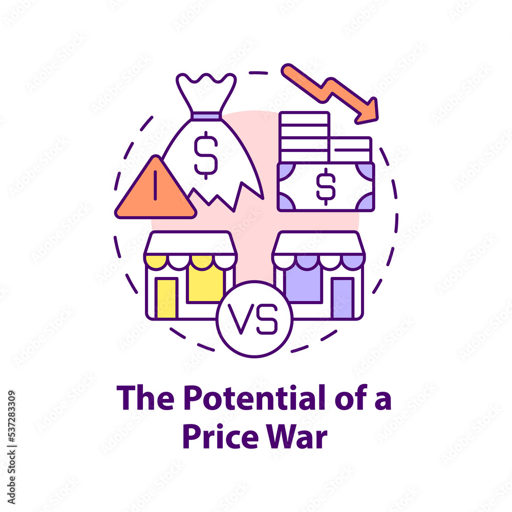 Potential of price war concept icon. Dynamic pricing disadvantage abstract idea thin line illustration. Isolated outline drawing