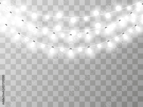 Vector illustration of a light garland on a transparent background.   