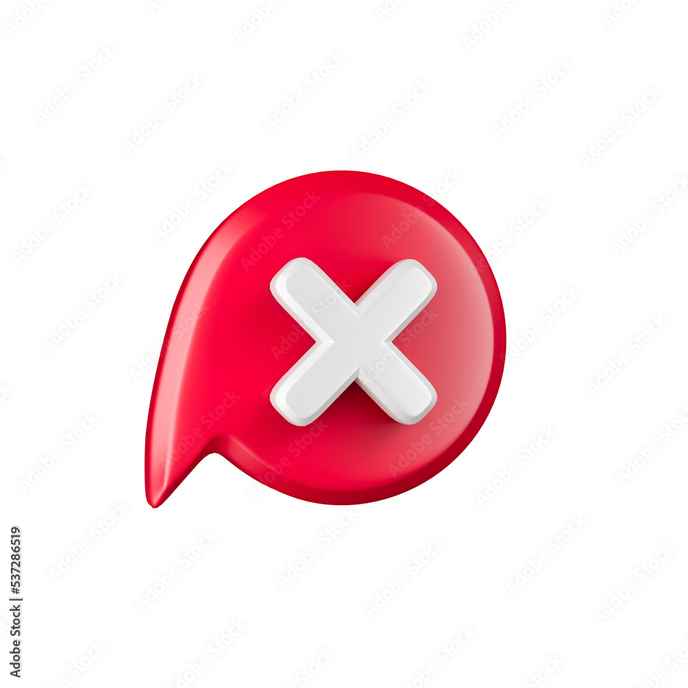 Cross mark icon isolated 3d render illustration Cross mark icon isolated 3d render illustration