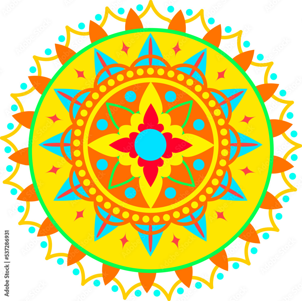 cartoon vector colorful india mandala Stock Vector | Adobe Stock