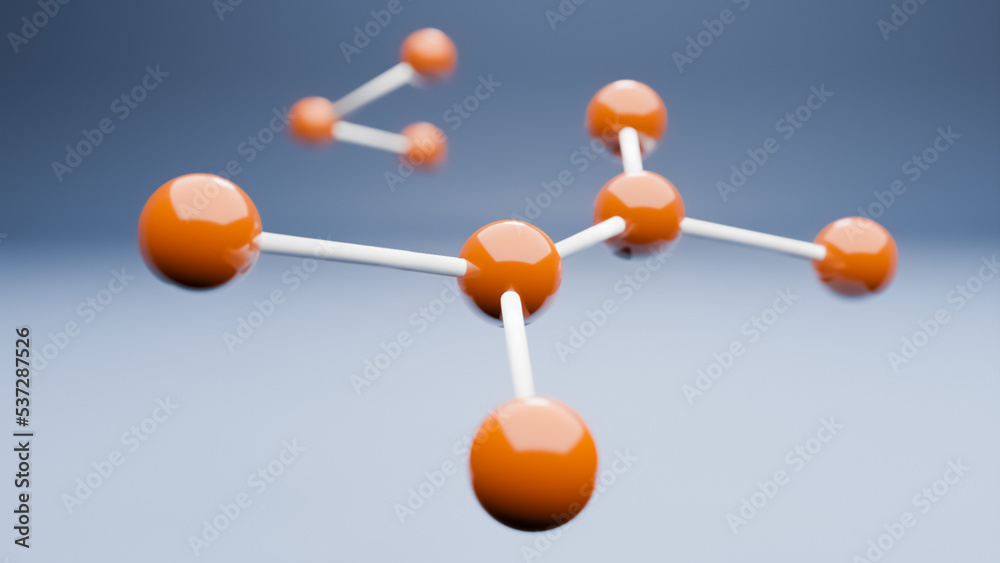 Obraz premium 3D molecules model structure, render illustration, conceptual background for research, science, chemistry or medicine, molecular biology technology