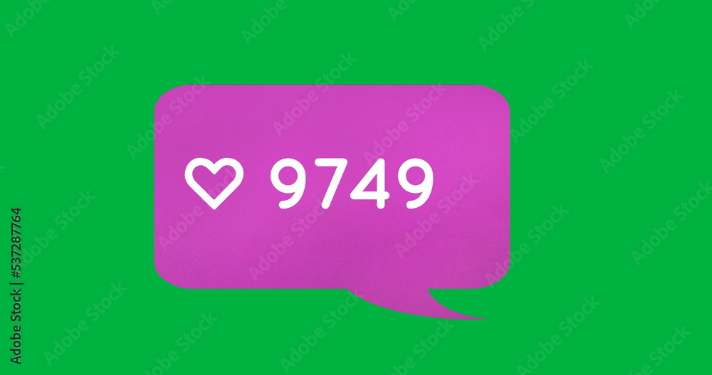 Image of 9749 likes on green background Image of 9749 likes on green background