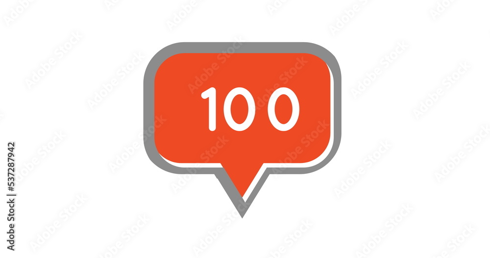 Image of 100 notifications over white background Image of 100 notifications over white background