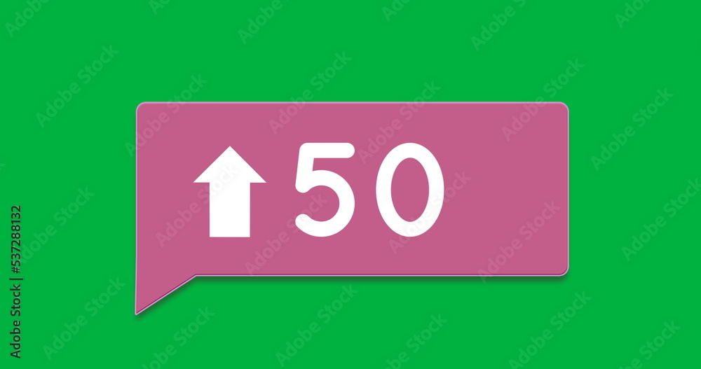Image of 50 and arrow on green background Image of 50 and arrow on green background