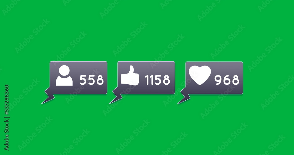 Image of social media reactions on green background Image of social media reactions on green background