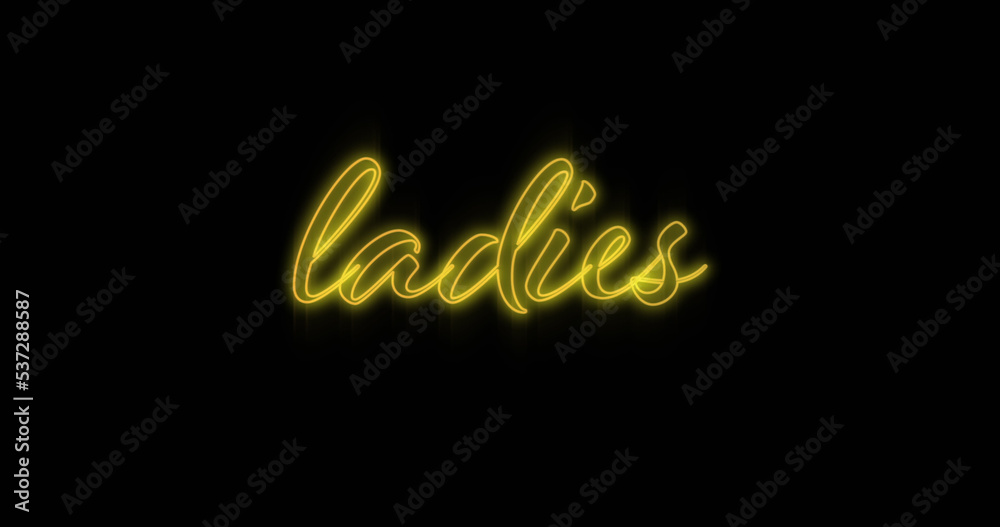 Image of neon ladies on black background