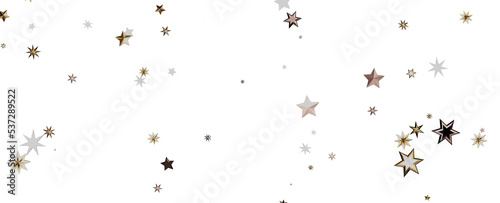 Beautiful gold falling magic stars on white background sparkle pattern graphic design. Party starburst flying backdrop.