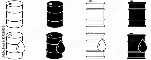 barrel oil drop icon set isolated on white background