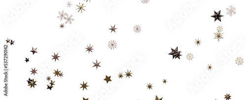 A gray whirlwind of golden snowflakes and stars. New