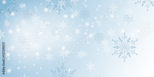 Blue gray abstract background. white light and snowflakes Christmas blurred beautiful shiny lights use wallpaper backdrop and your product.