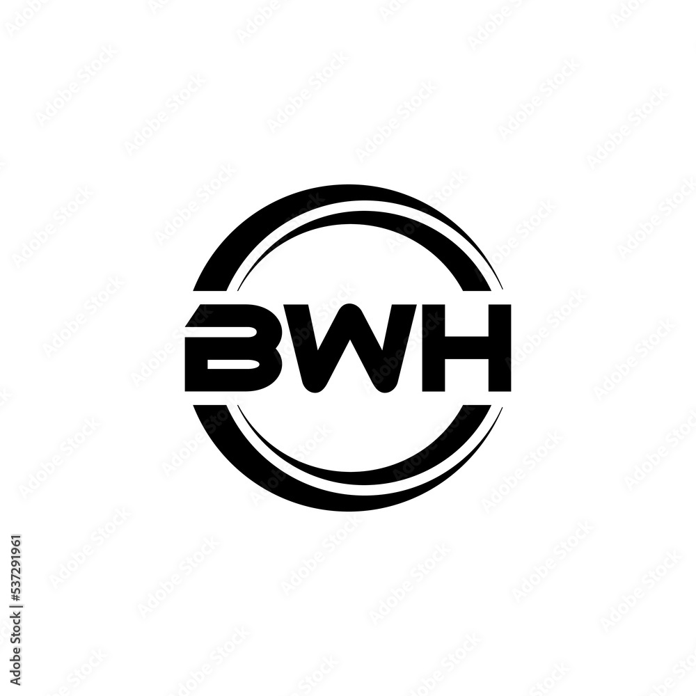 BWH letter logo design with white background in illustrator, vector logo modern alphabet font overlap style. calligraphy designs for logo, Poster, Invitation, etc.