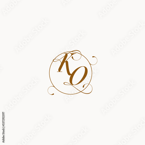 KO wedding monogram initial in perfect details