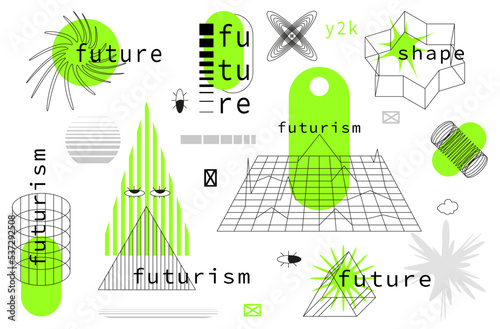 Set strange warframe futurism 3d . Shape kit brutalism. geometric, abstract, geometry, symbol, shape, grid, cyberpunk, surface, structure, fractal, monochrome, polygonal, psychedelic, mesh. 