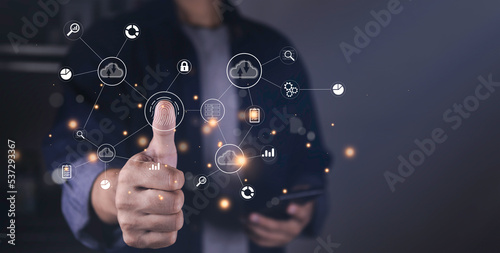Digital transformation change management, internet of things. new technology bigdata and business process strategy, automate operation, customer service management, cloud computing, smart industry