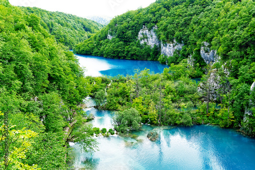 Lakes of The Plitvice Lakes National Park in Croatia. Beautiful nacional parkland landscapes