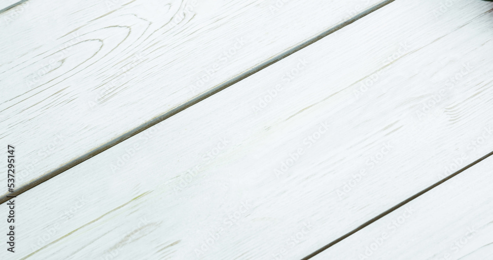 Obraz premium Full frame shot of white wooden table, copy space
