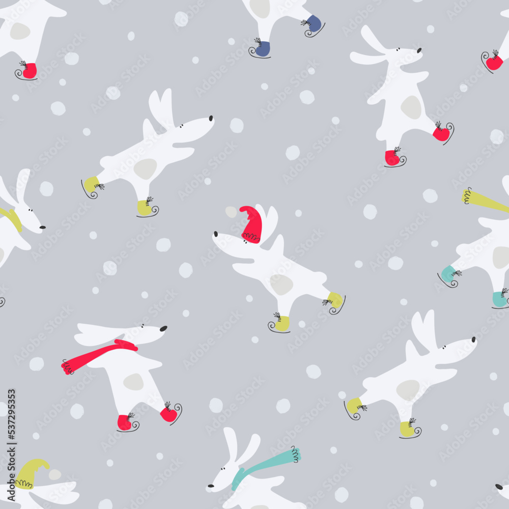 New Year and baby seamless pattern hand drawn funny Rabbits symbol 2023. New Year Party concept, winter holidays concept. For gift wrapping paper and other design projectswith New Year and baby seamless pattern hand drawn funny Rabbits symbol 2023. New Year Party concept, winter holidays concept. For gift wrapping paper and other design projectswith