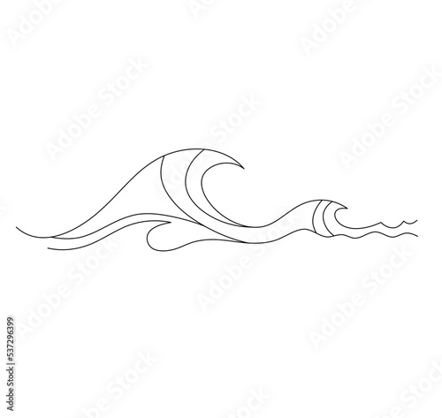 Vector isolated line sea ocean waves colorless black and white contour line easy drawing
