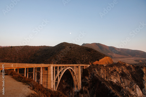 Historical Bixby Bridge in Big Sur during the sunset, California 