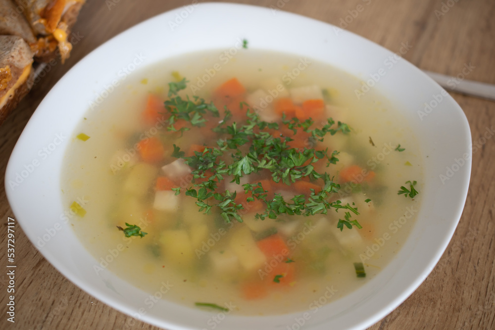 Diet vegetable soup in a bowl Diet vegetable soup in a bowl