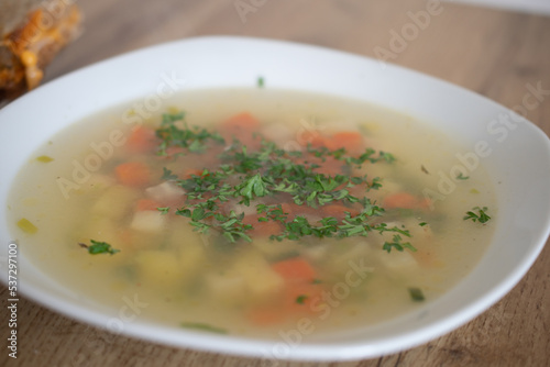 Diet vegetable soup in a bowl