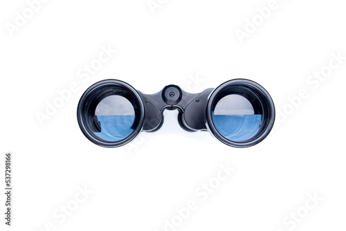 Binoculars isolated on white background. Front view.