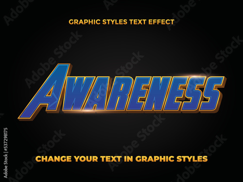 AWARENESS BLUE AND GOLD GRADIENT EDITABLE TEXT EFFECT