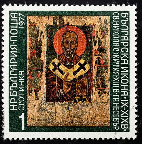 Postage stamp 'St. Nicholas, Nessebur, 13th cent.' printed in Bulgaria. Series: ' photo
