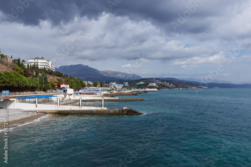 Coastline with berths in Alushta