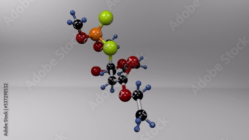 Malathion molecule. Molecular structure of carbophos, pesticide used in agriculture, as head lice treatment and mosquito eradication programs. Alpha channel. photo