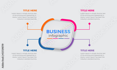 Business infographic process with colorful template design with icons and 4 options or steps, infographic design template