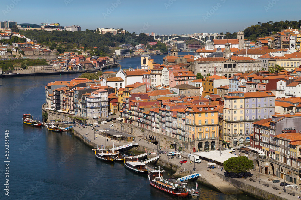 Ribeira District and Arrabida Bridge in Porto