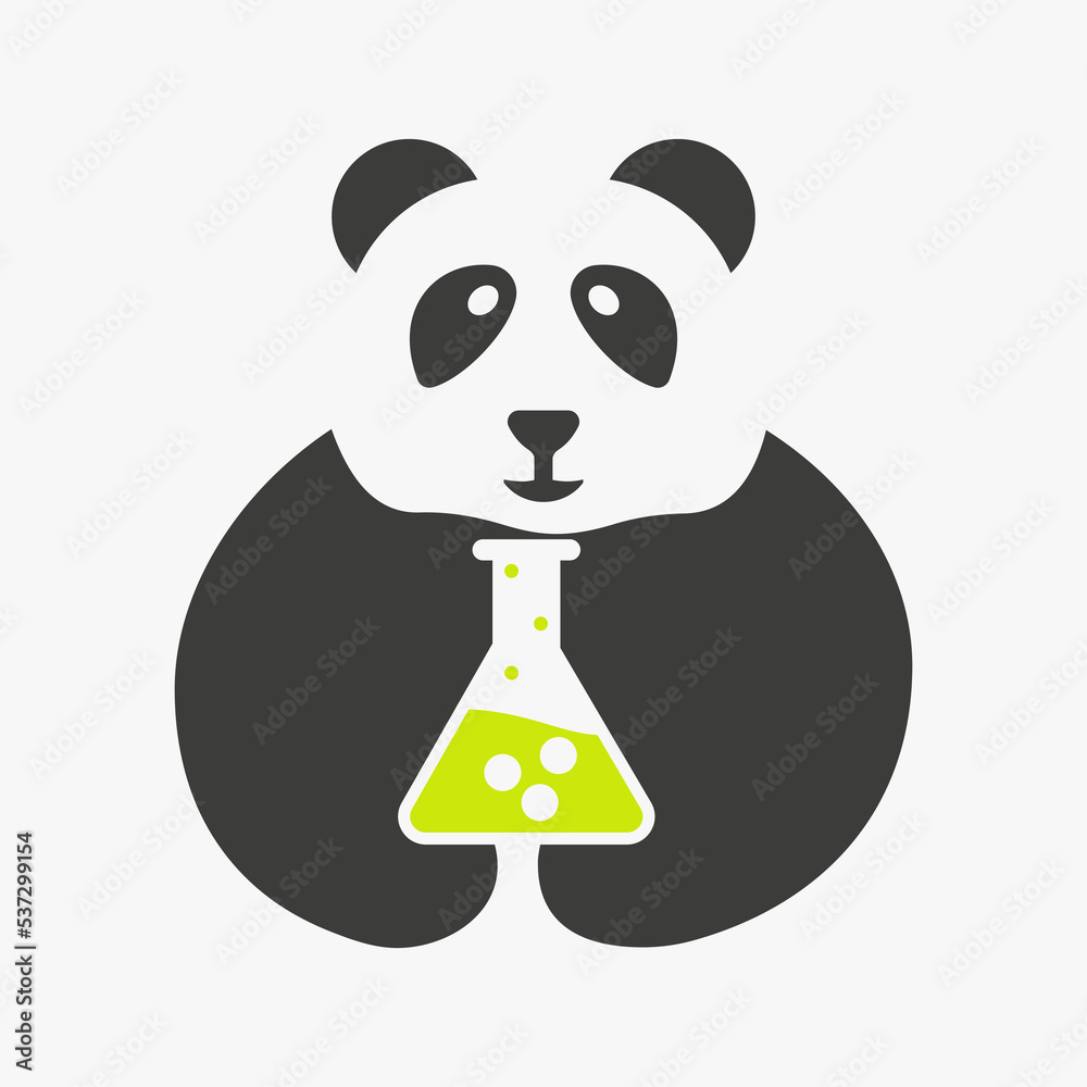 Panda Lab Logo Negative Space Concept Vector Template. Panda Holding ...