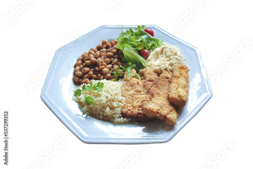 Food plate with breaded fried fish