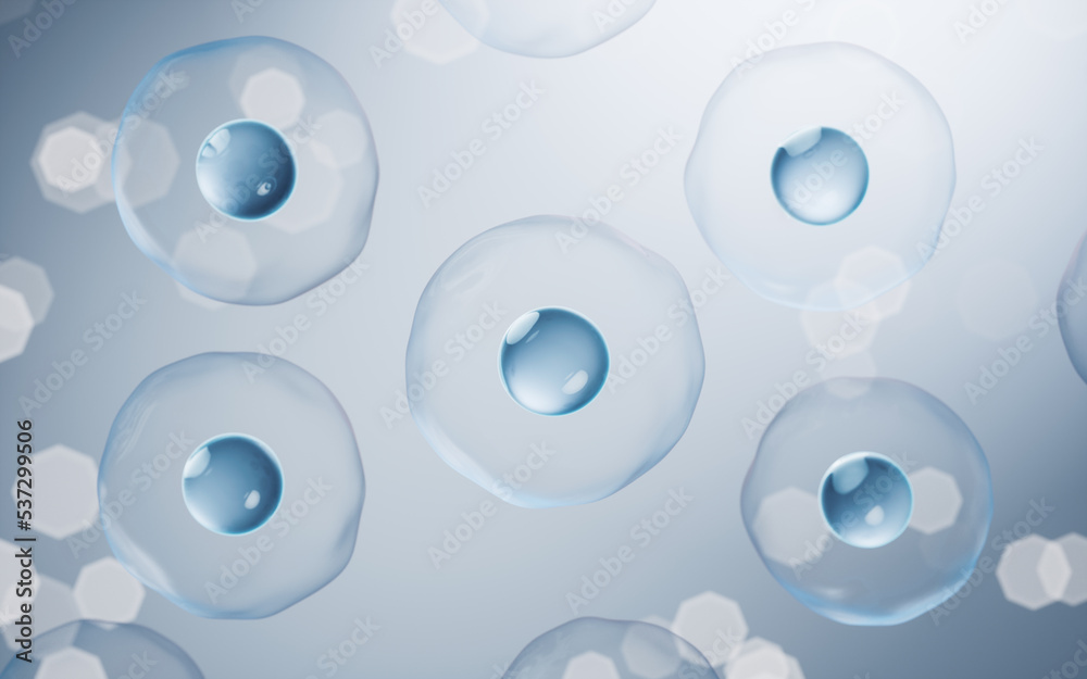 Biology cell with blue background, 3d rendering. Biology cell with blue background, 3d rendering.