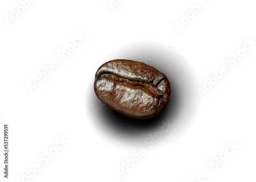 Coffee bean roasted isolated on transparent background.