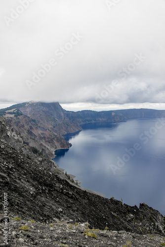 Scenic view of Crater lake from Watchman peak trailhead in Crater Lake National park, Oregon