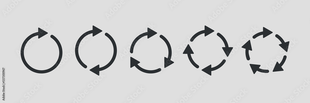 Circle infographic arrows set. Business diagram chart. Reset reload rotation sign. Vector illustration Circle infographic arrows set. Business diagram chart. Reset reload rotation sign. Vector illustration