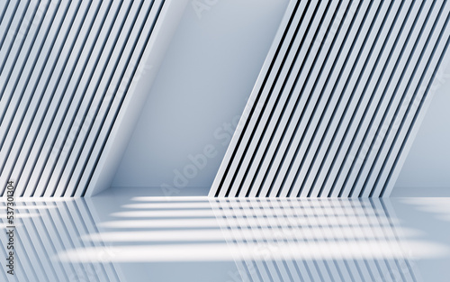 Empty building structure with geometric structure, 3d rendering.