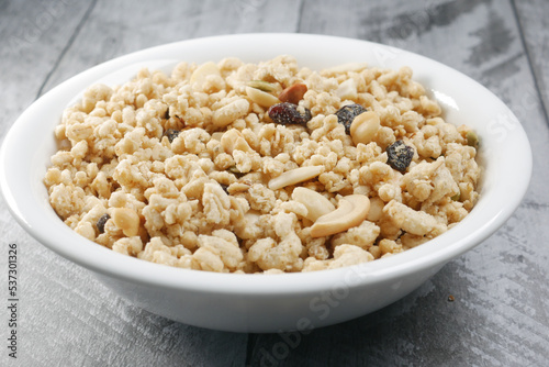 detail shot of granola Musli in a bowl, 