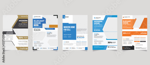 Real estate business marketing flyer design social media banner post template. Modern & luxury property, home or house sale advertising poster.