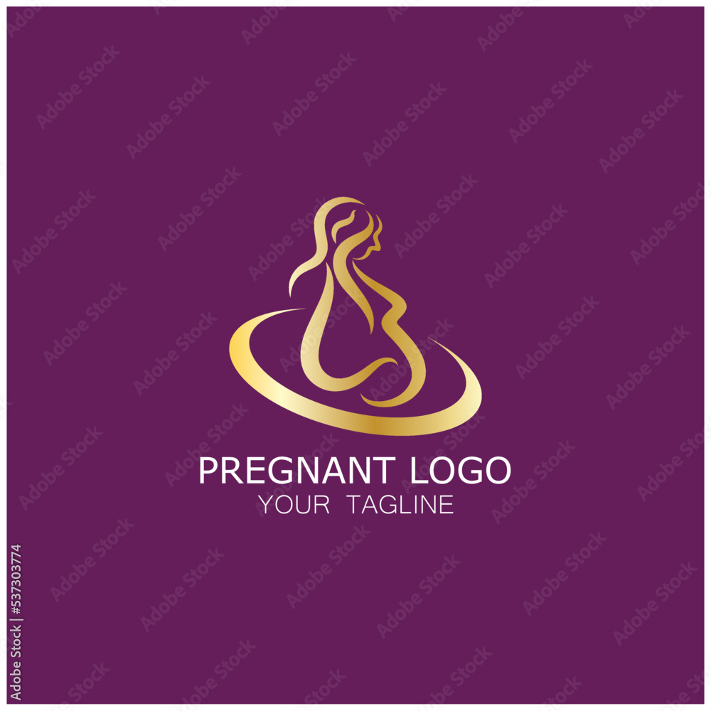 Fototapeta premium pregnant woman logo icon illustration template vector, for health clinics, hospitals, maternity clinics, maternity clothes, pregnant exercise, nursing mothers,