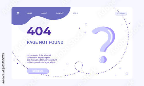 Page not found banner template. 404 error page. Flat illustration of Question mark icon for design template for web page with 404 error.	