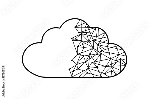 Hand drawn Cloud Data with Circuit Board Pattern Design Vector Technology Futuristic Data Cloud Meta verse Concept of Future digital technology meta verse, Blue Color Cloud. Outline illustration eps10