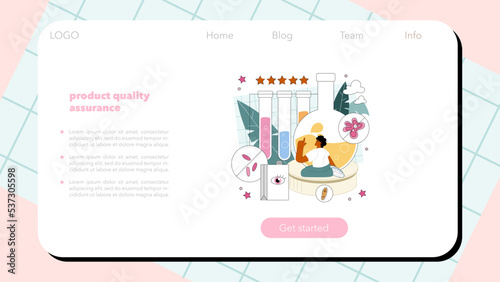 Biotechnologist web banner or landing page. Technical biochemist controling